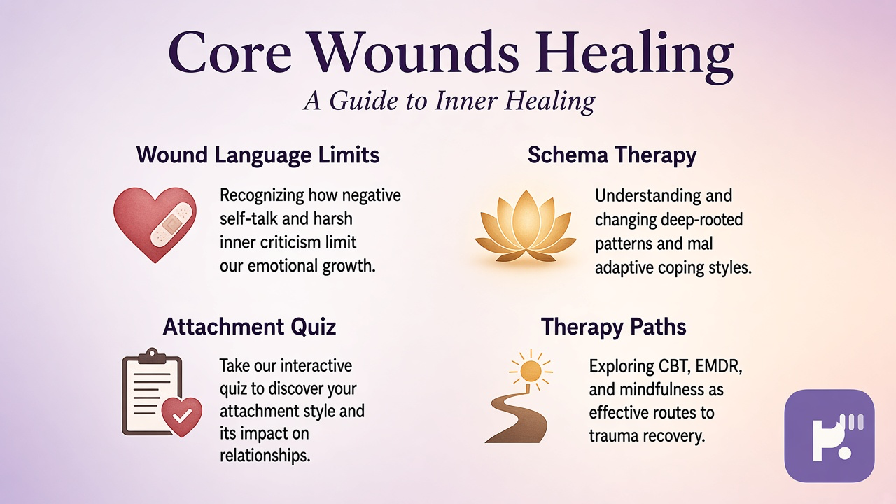 Tips: wound vs disorder, schema context, therapy paths, attachment quiz, no pop labels