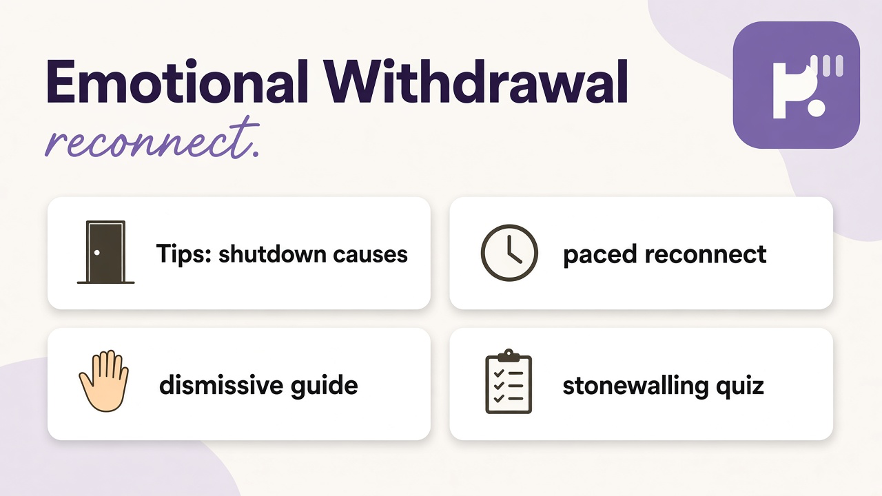 Tips: shutdown causes table, paced reconnect, dismissive guide, stonewalling quiz