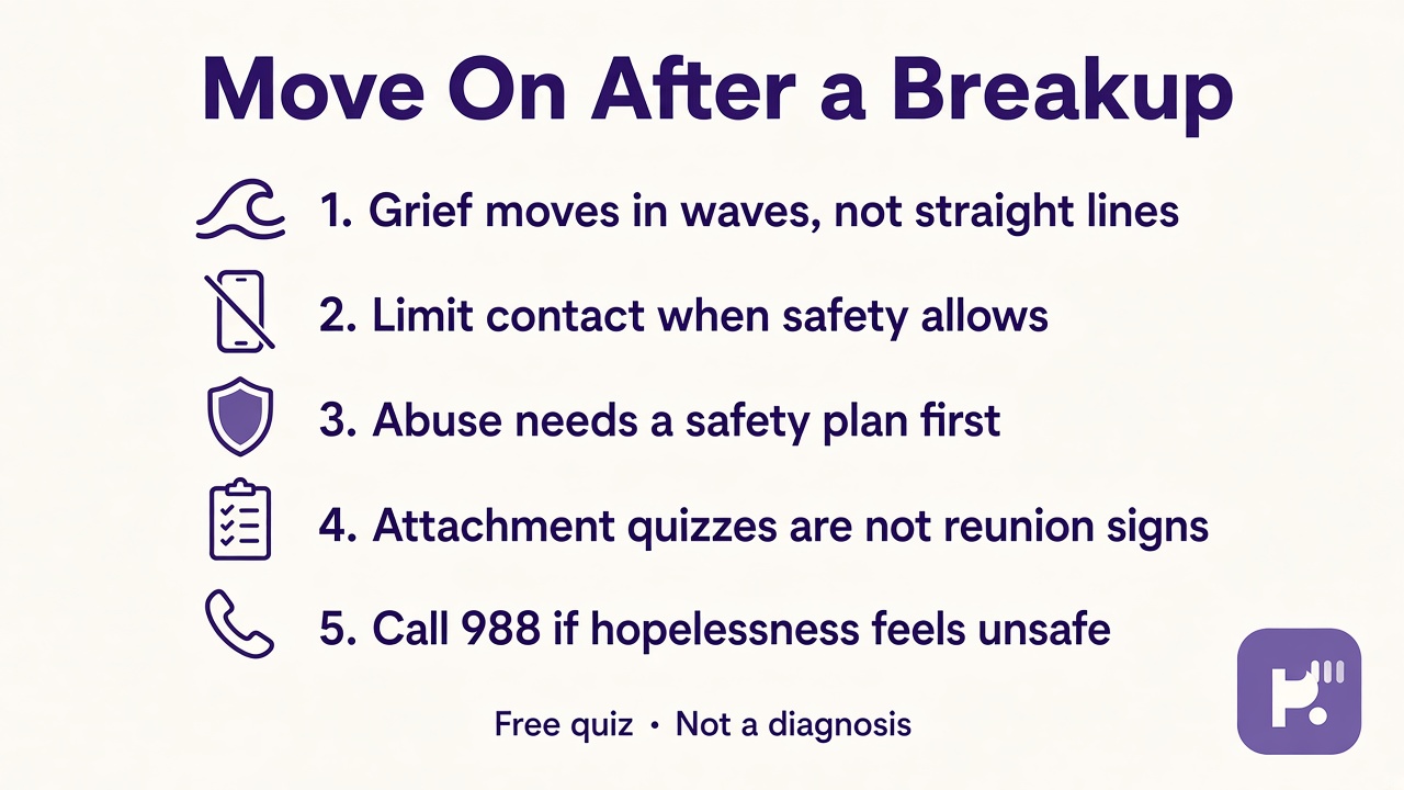 Tips: grief timeline, limit contact, forget ex blog, attachment quiz limits