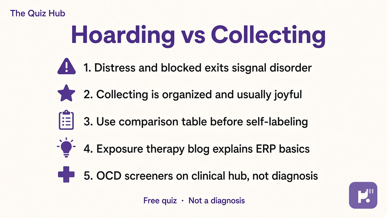 Tips: distress and safety table, collecting joy vs clutter, exposure therapy blog, get help