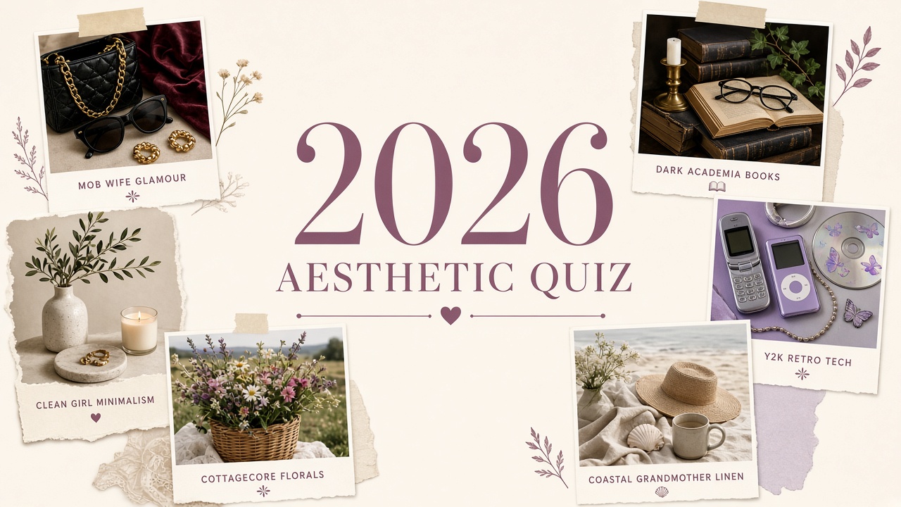 2026 aesthetic quiz sample report with six trend mood boards and match percentage bars on The Quiz Hub