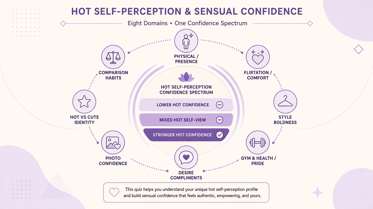 Hot confidence diagram with eight self-image domains and three result bands in purple
