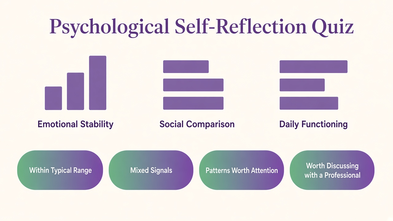 Normality reflection diagram with emotional stability, social comparison, and daily functioning domains
