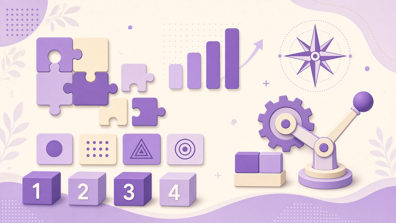 Abstract chart and puzzle tiles illustrating aptitude practice index bands on The Quiz Hub