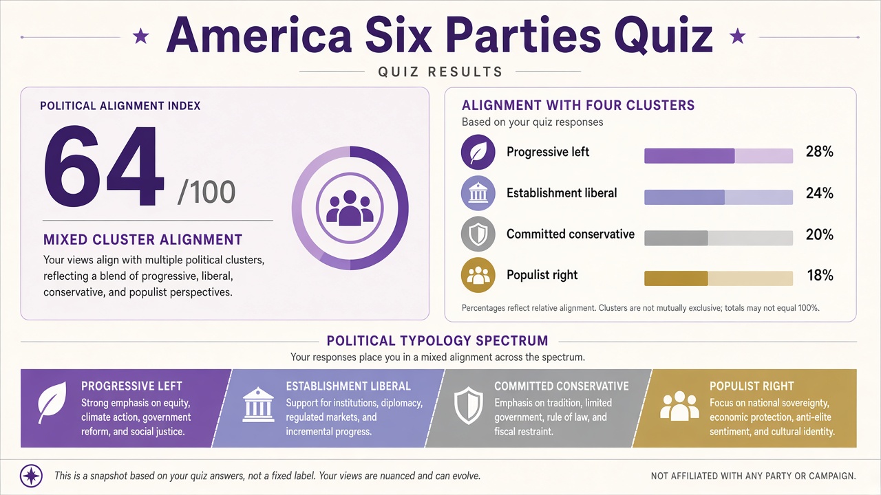 Are you liberal or conservative quiz Canada report with political lean index, domain bars, and intimacy stack on The Quiz Hub