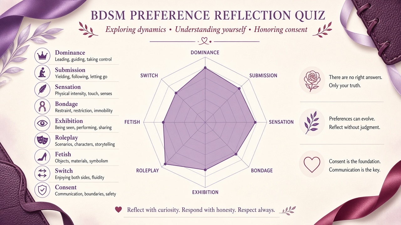 BDSM test diagram with nine kink domain bars and role tendency indicators