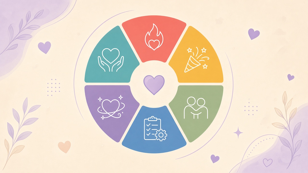 Boyfriend test diagram with communication, effort, romance, reliability, respect, and fun together domain bars