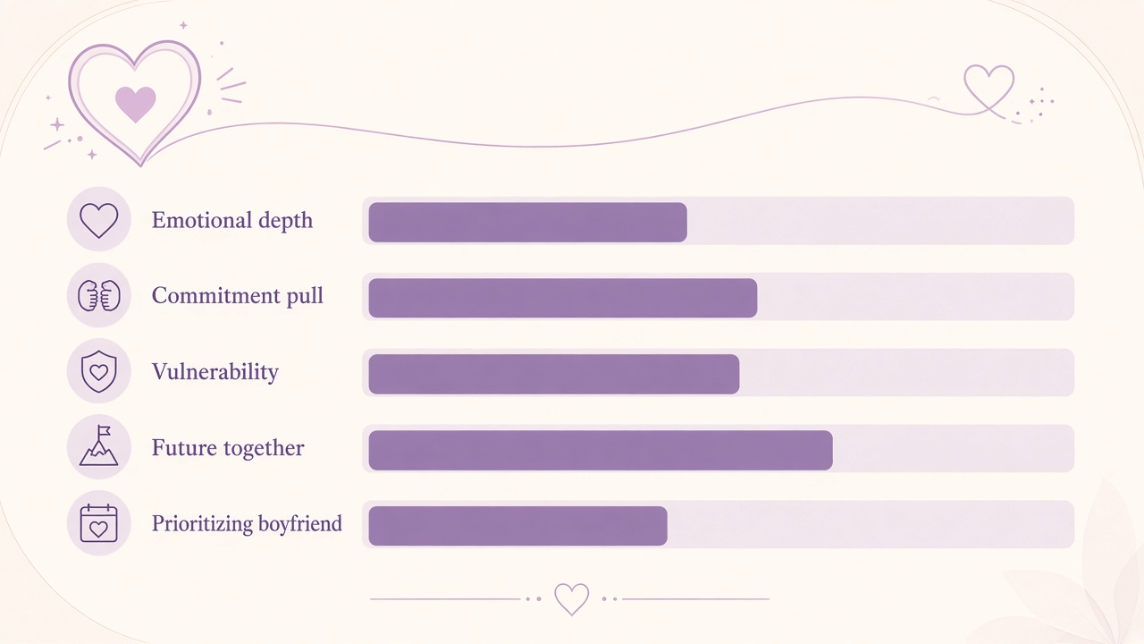 Do I love my boyfriend quiz diagram with five love signal domain bars for The Quiz Hub results