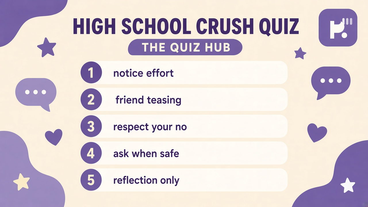 High school crush tips: notice effort, friends tease, respect your no, ask when safe, reflection only
