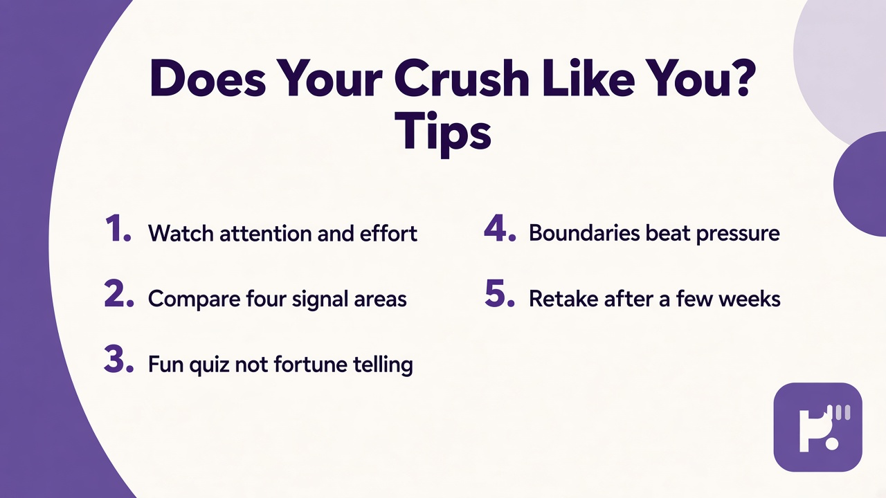 Crush signal tips on effort and respect, friend clues, online warmth, asking when ready, and no means no