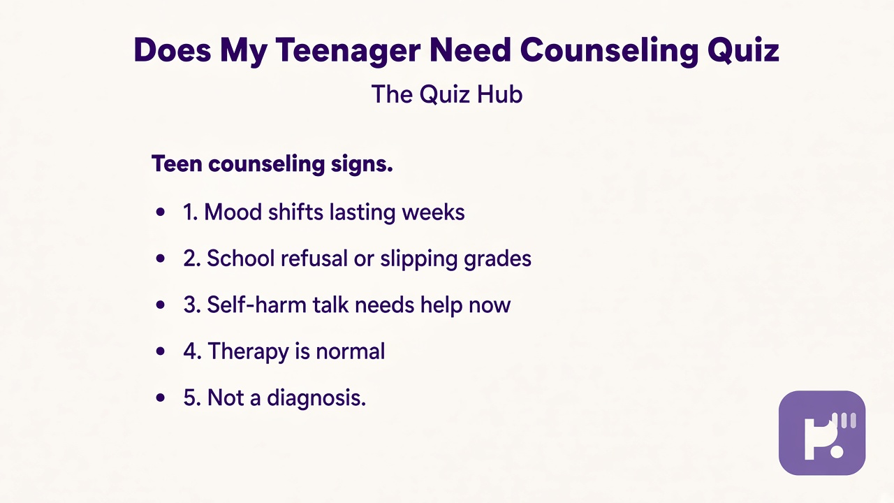 Teen counseling tips on mood shifts, school strain, withdrawal flags, parent limits, and when to book therapy