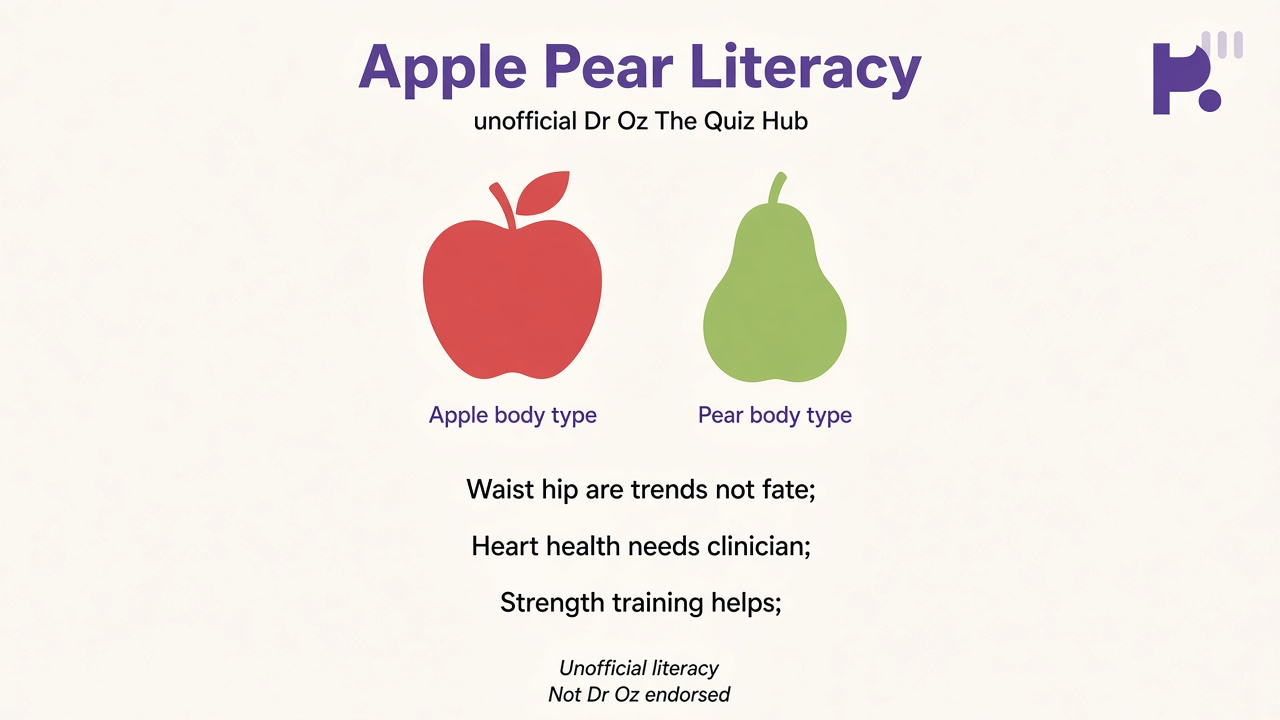 Apple pear body-type tips: read four bars not one label, unofficial not medical, waist vs hips story, clinician for real risk