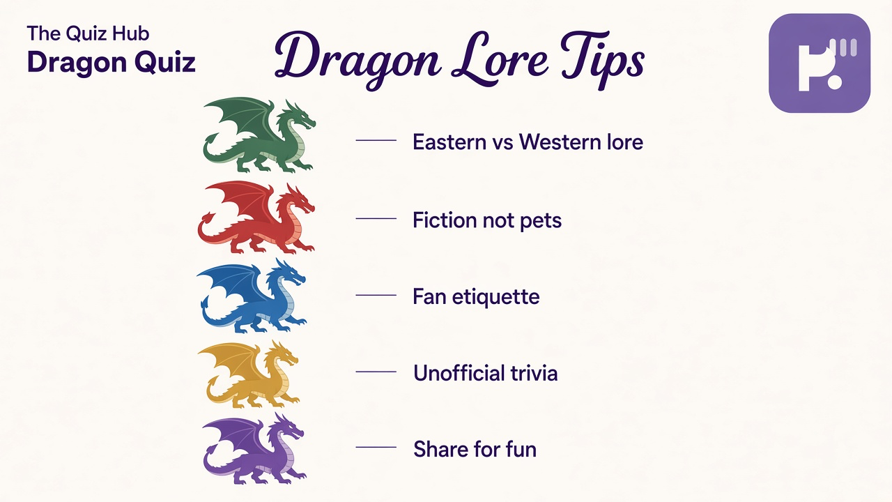 Dragon quiz tips: East vs West lore, fiction not pets, pop culture unofficial, fan kindness, share for fun