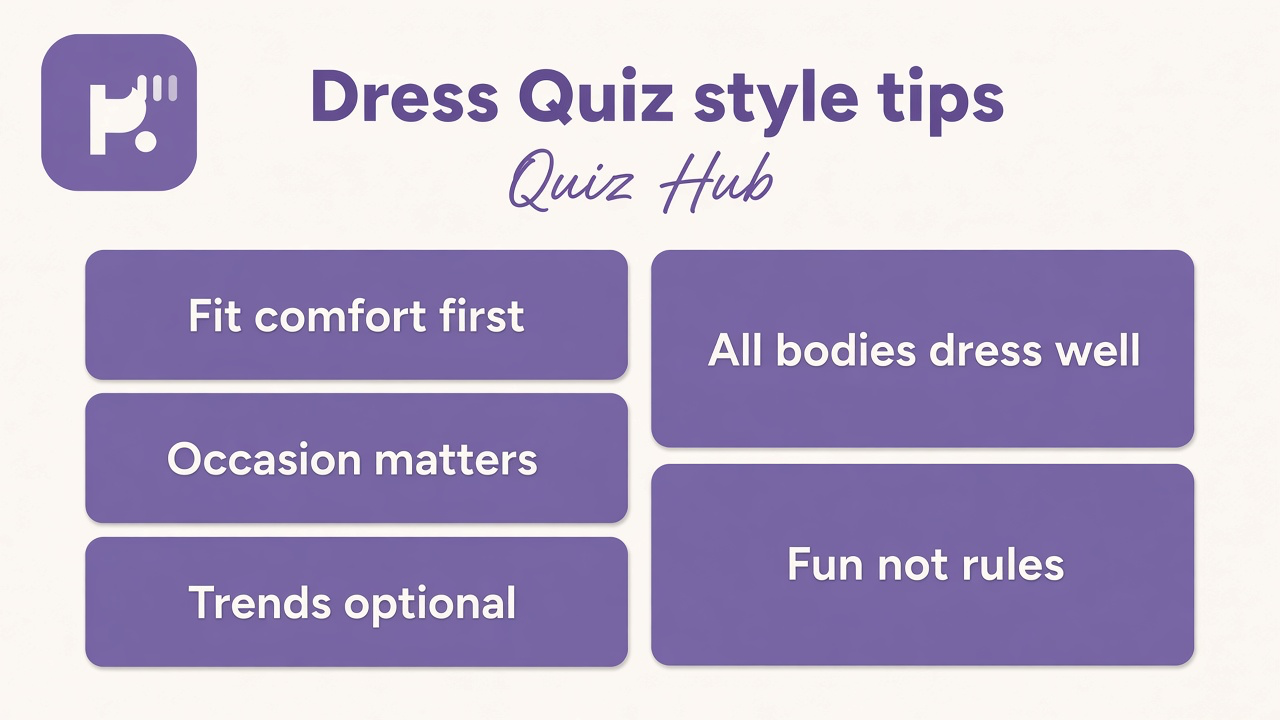 Dress style tips: fit comfort first, match occasion, trends optional, all bodies dress well, fun not rules