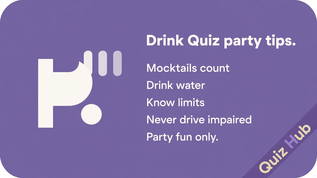 Party drink tips: mocktails count, sip water, know limits, never drive impaired, fun trivia only