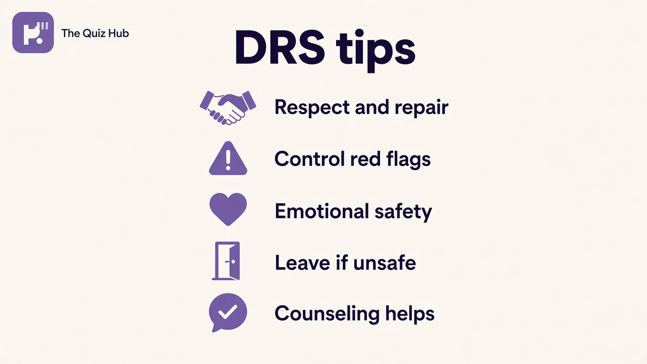 Relationship strain tips: respect, control red flags, safety, leave if unsafe, counseling helps, not a partner label