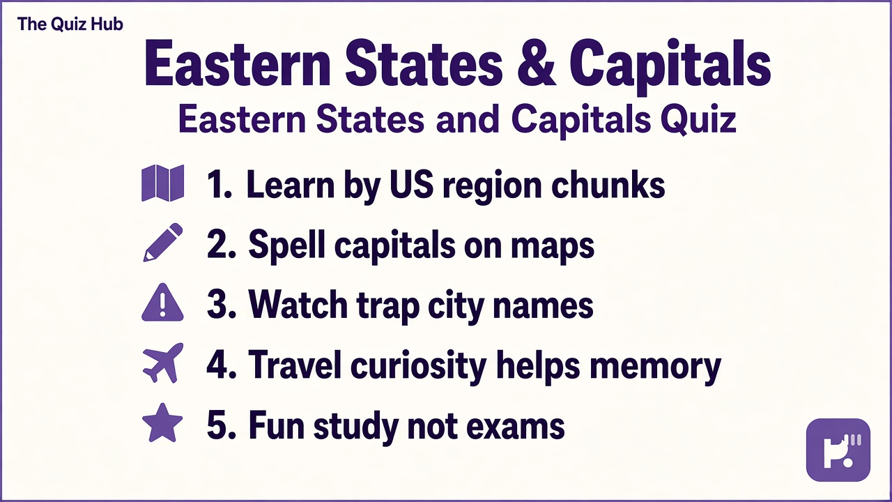 Eastern US capital tips: learn by region, map spelling, trap cities, blank maps, travel curiosity, fun study