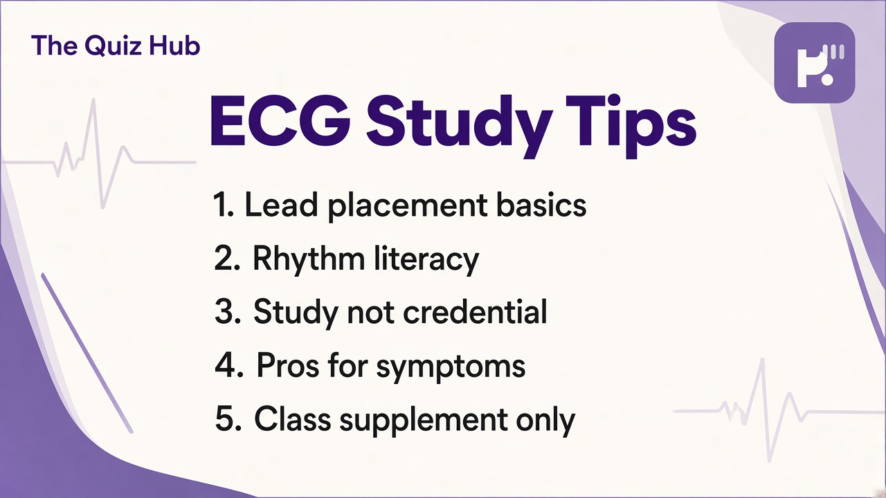 ECG study tips: lead placement basics, P QRS T literacy, paper speed habits, study not credential, seek pros for symptoms