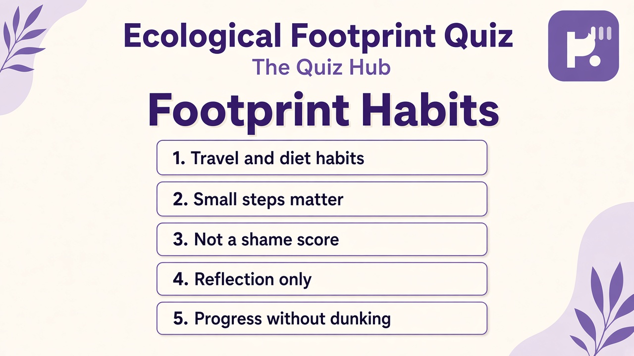 Footprint habit tips: travel and diet awareness, small steps, home energy basics, reflection not shame score