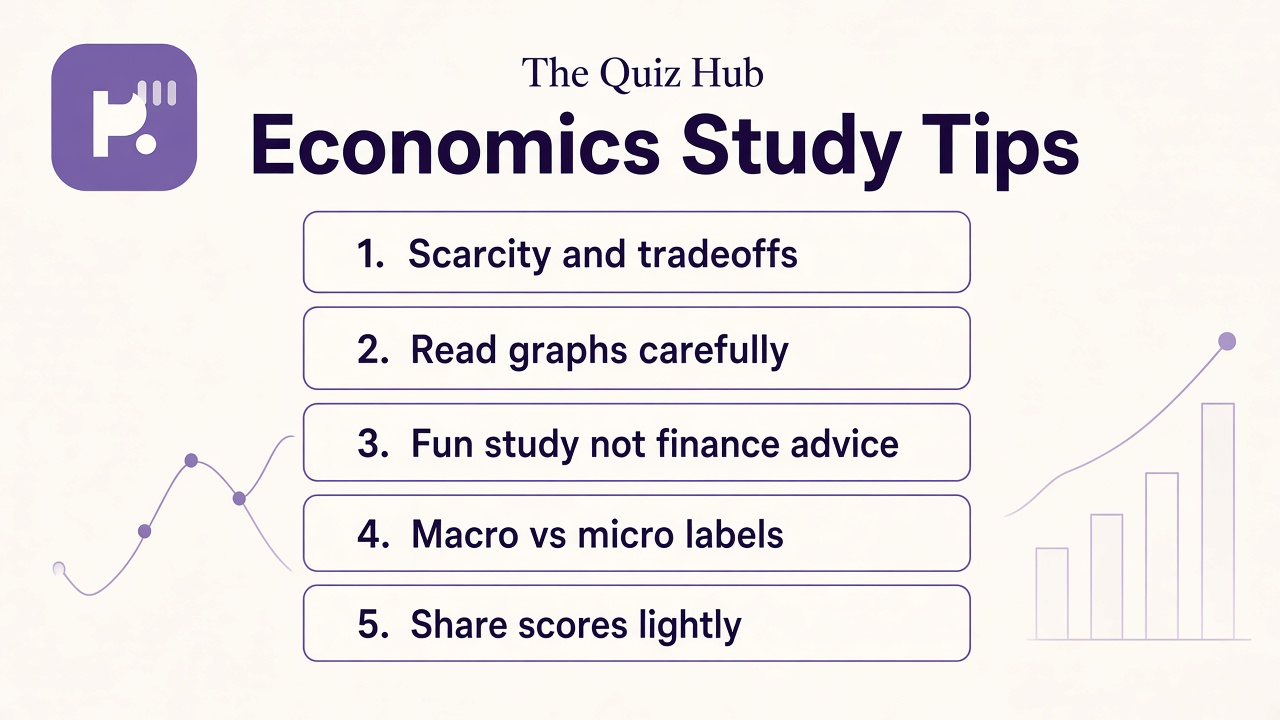 Economics study tips on scarcity, supply demand, macro micro basics, graphs literacy, not investment advice