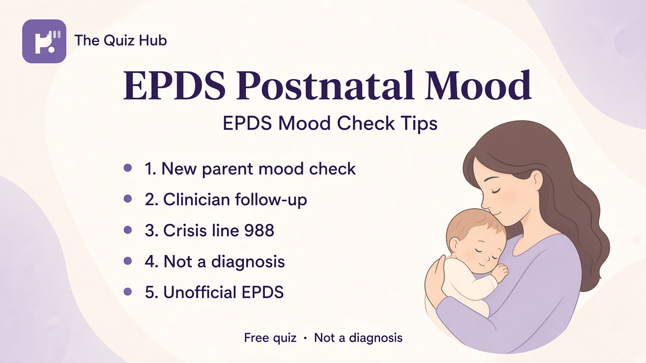 Perinatal mood tips: sleep and support, tell your clinician, 988 if unsafe, partner check-ins, not diagnosis