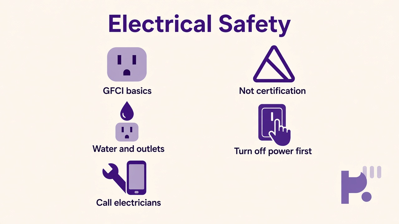 Electrical safety tips: shock paths, GFCI habits, lockout respect, dry cords, study not license