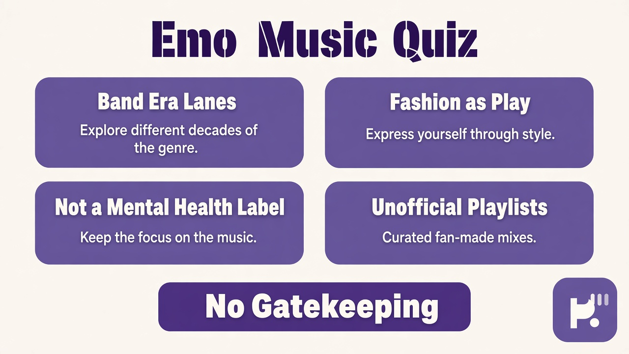 Emo fan tips: band eras, scene fashion play, lyric singalongs, unofficial disclaimer, no gatekeeping