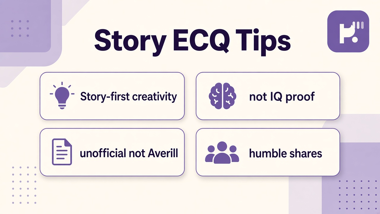 Story creativity tips: chapter arcs, character voice, humble drafts, unofficial not Averill ECQ