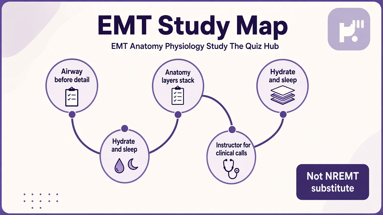 EMT A and P tips: systems map, airway before detail, scenario practice, spaced review, hydrate sleep, study not NREMT