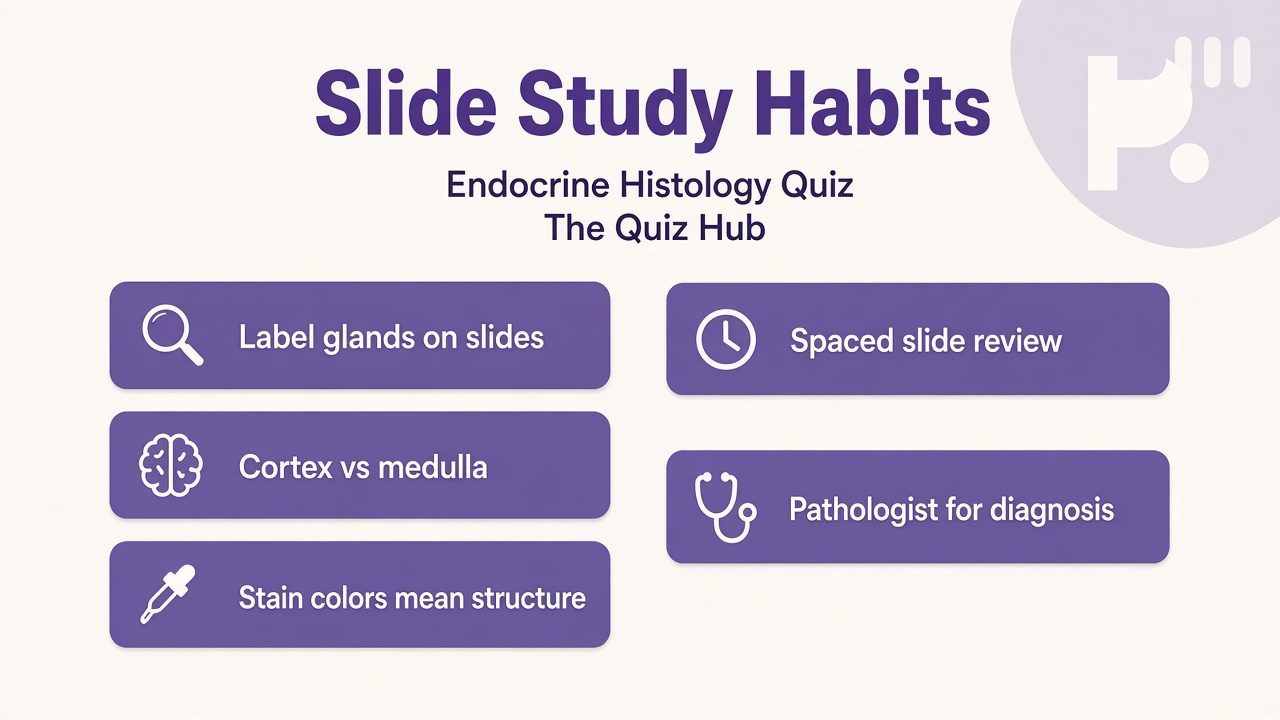 Histology tips: label glands, cortex vs medulla, stains show structure, spaced review, ask pathologist