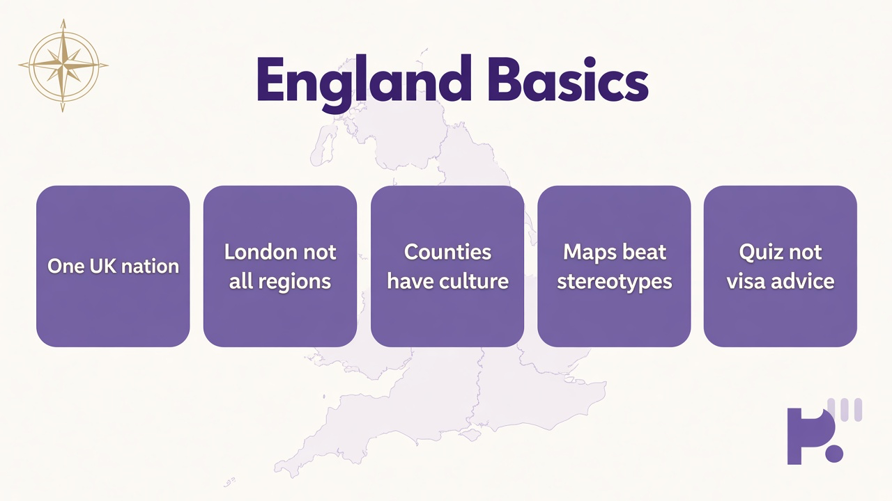 England tips: one UK nation, London not all regions, nations differ, maps beat stereotypes, not visa advice