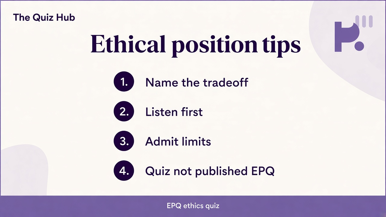 EPQ tips: name tradeoffs, listen first, admit limits, weigh harm, quiz not published Forsyth EPQ form