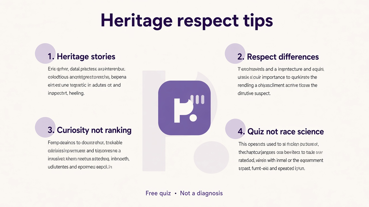 Affiliation tips: heritage stories, respect differences, curiosity not ranking, quiz not race science