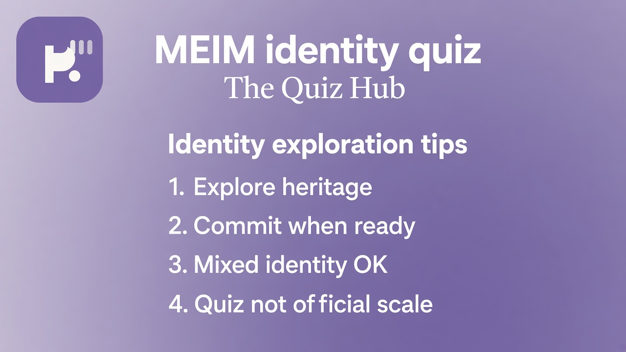 MEIM-R tips: explore heritage, commit when ready, mixed identity OK, quiz not official scale