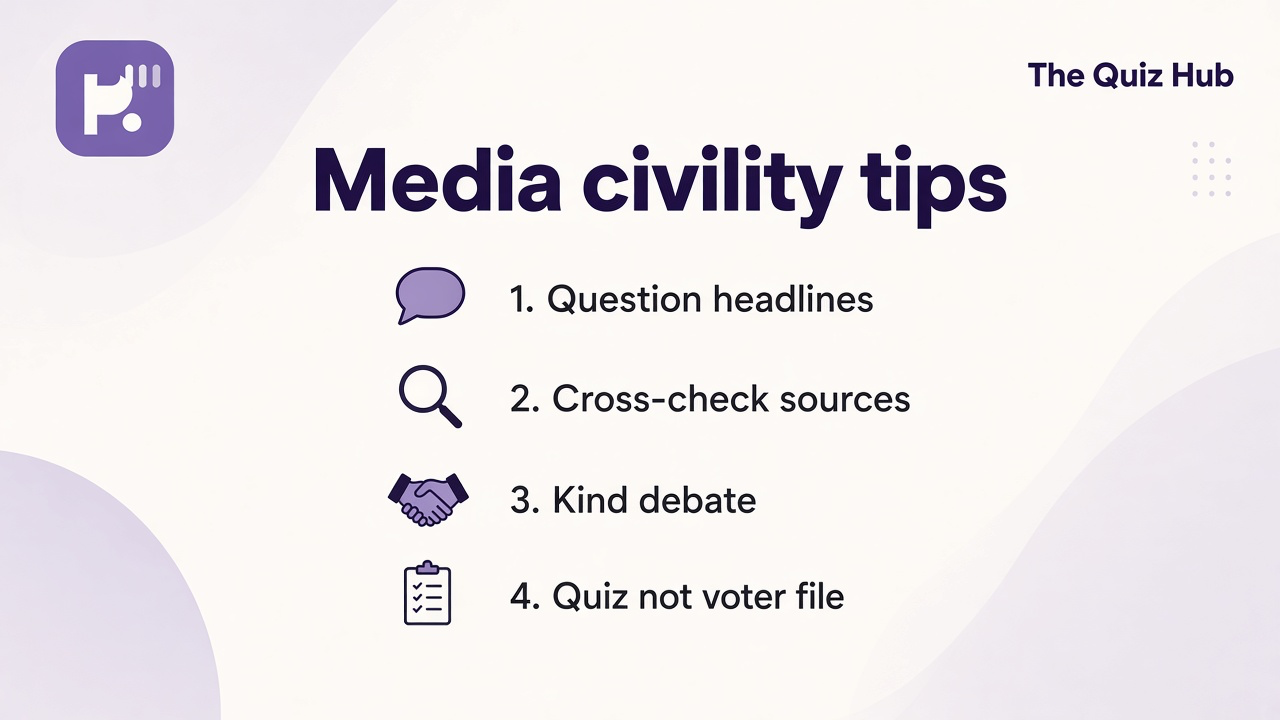 Civility tips: question headlines, cross-check sources, kind debate, quiz not ballot or voter file