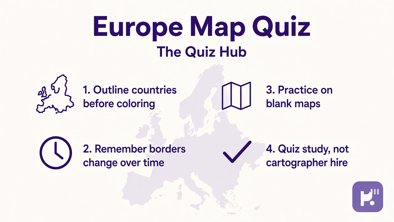 Europe map tips: outline first, countries vs regions, blank map practice, modern placement, quiz not 1914 sibling