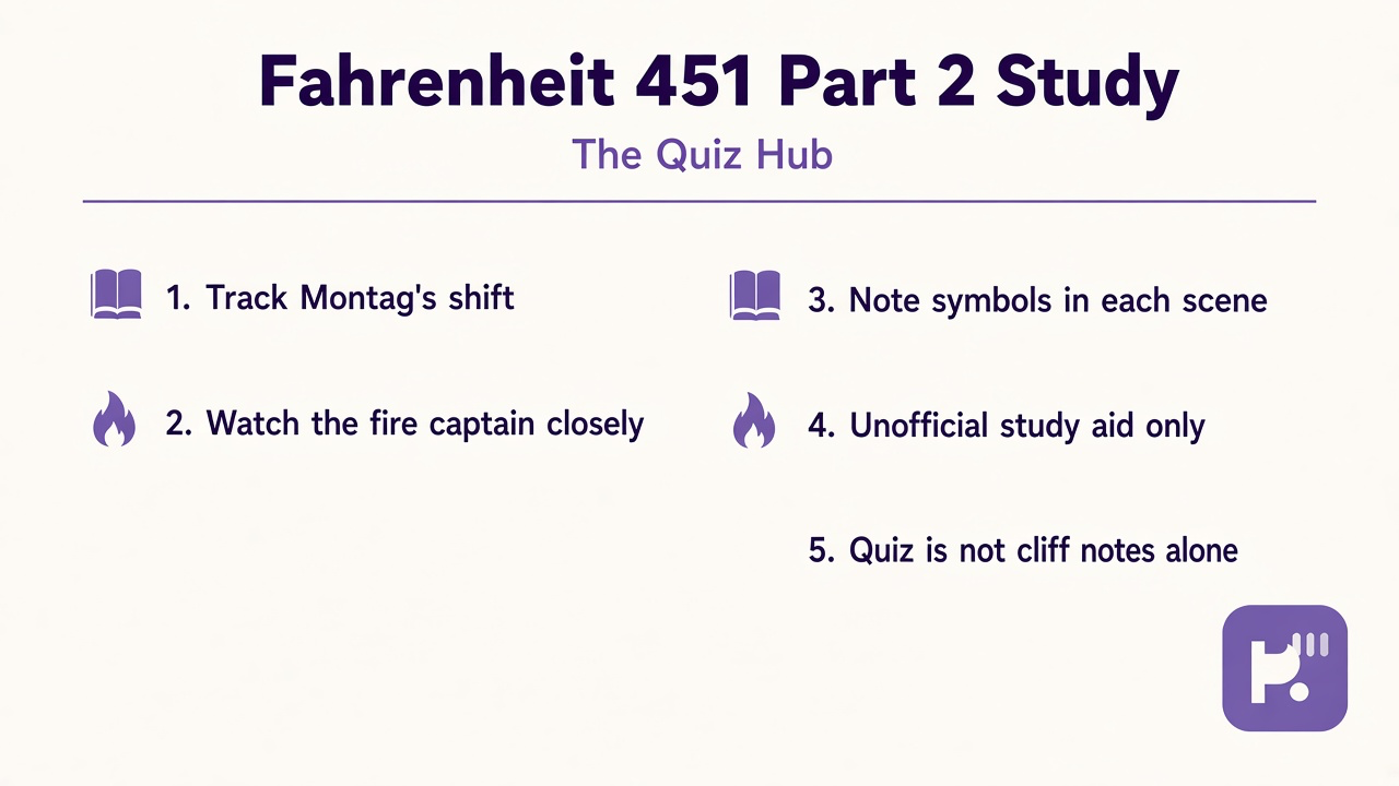 F451 Part 2 tips: track Montag shift, Faber earpiece, Beatty firehouse, symbols, unofficial not cliff notes