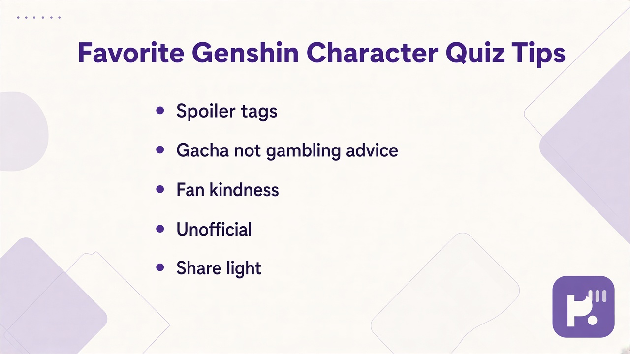 Genshin fan quiz tips: label spoilers, respect co-op mains, budget wishes kindly, unofficial not official, light shares