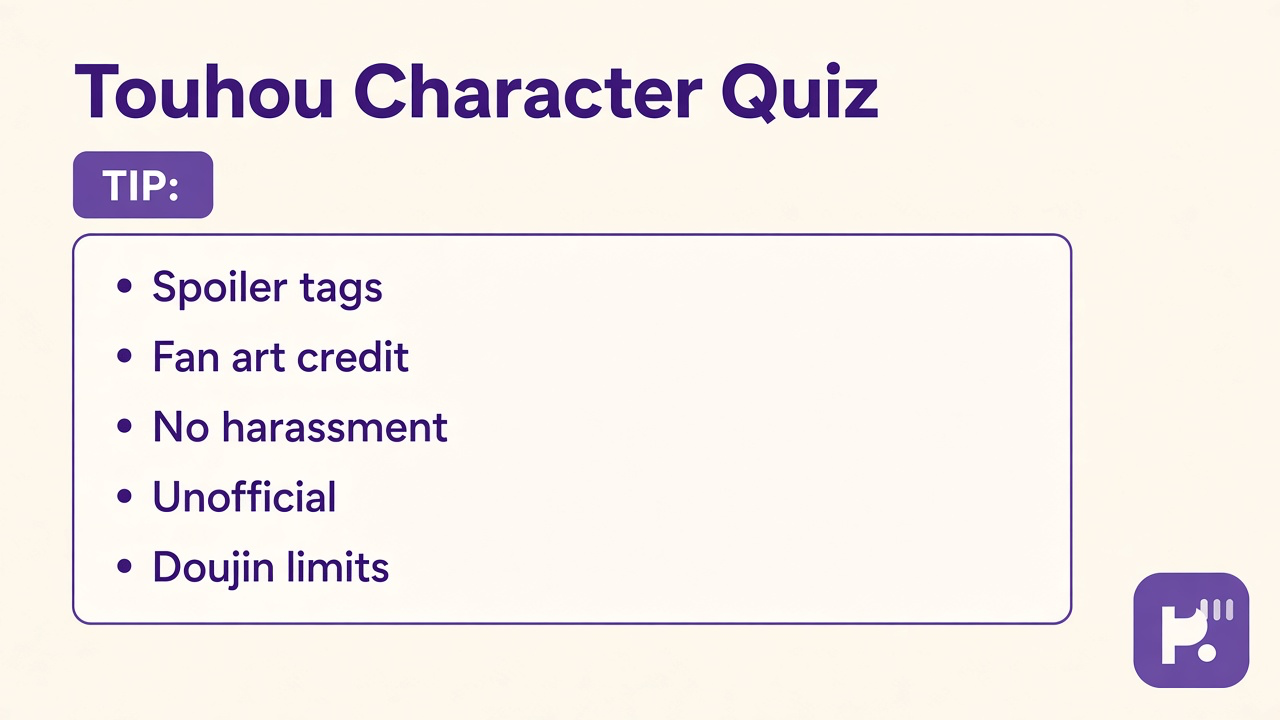 Touhou fan quiz tips: spoiler tags; credit artists; doujin limits; unofficial not official; kind shares