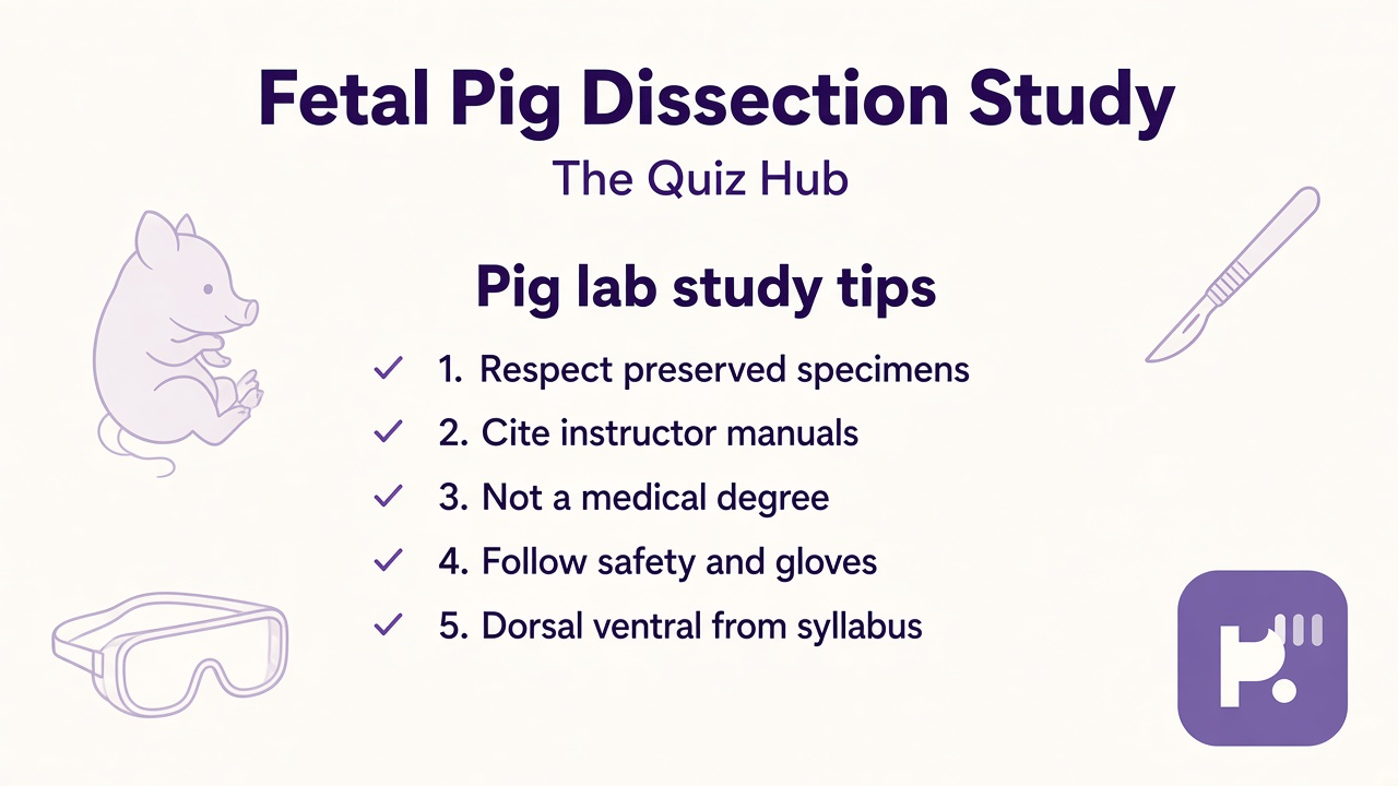 Fetal pig anatomy tips: dorsal ventral orientation; cite lab manual; respect specimens; umbilical basics; quiz not med school