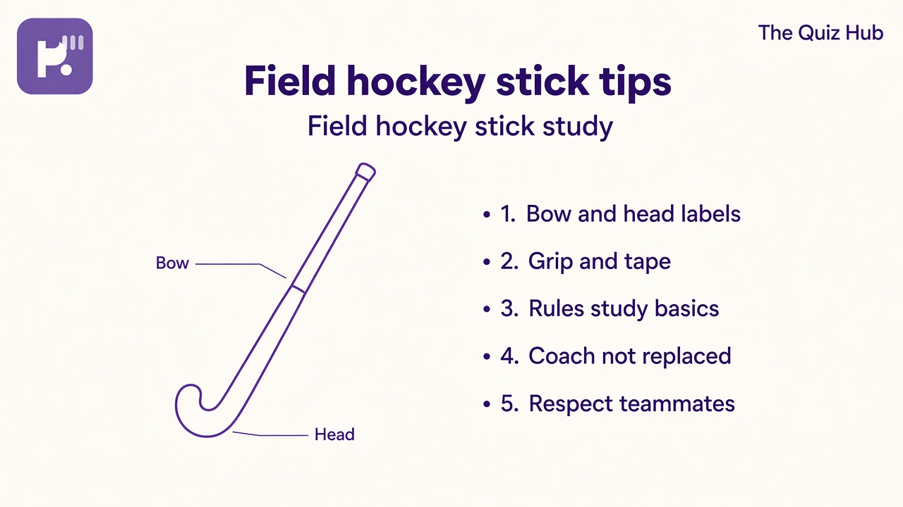 Field hockey stick study tips: bow and head parts, grip habits, rule summaries, coach fitters, not pro certification