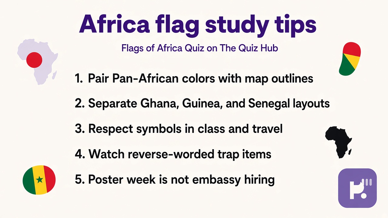 Africa flags tips: Pan-African colors, map regions, AU versus national, respectful study, quiz not vexillology cert