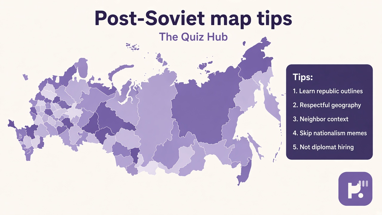Former Soviet Union map tips: republic shapes; regional chunks; respectful geography; atlas checks; study not diplomat license