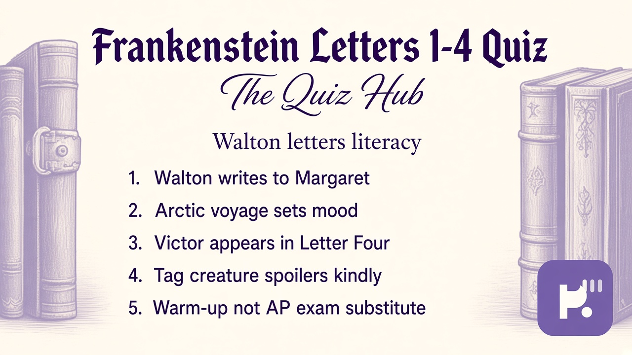 Frankenstein Letters 1–4 tips: Walton to Margaret; Arctic voyage; meets Victor; tag later spoilers; quiz not AP exam