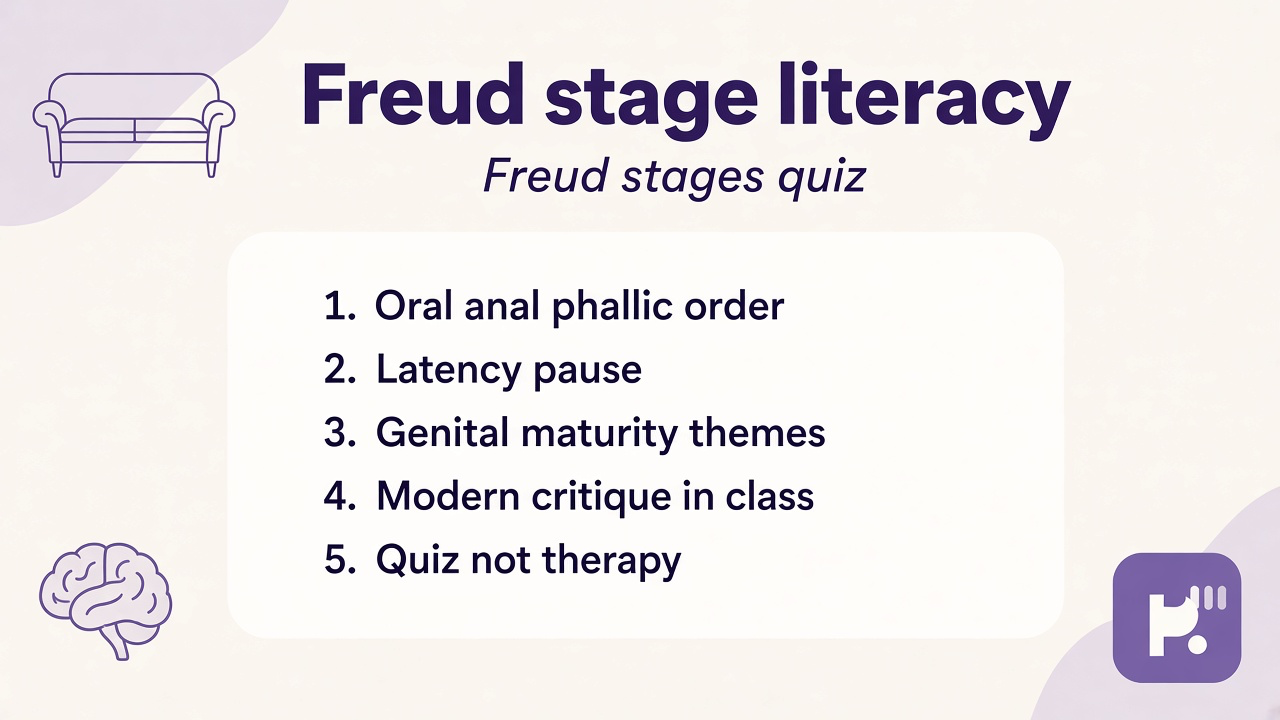 Freud stage tips: oral anal phallic latency genital order; modern limits; quiz not therapy diagnosis