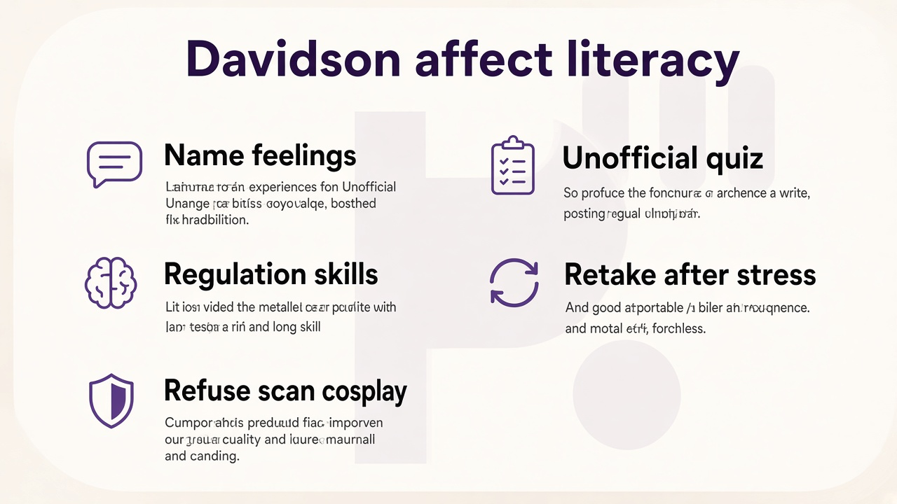Davidson tips: name feelings; regulation skills; refuse scan cosplay; unofficial quiz; retake after stress