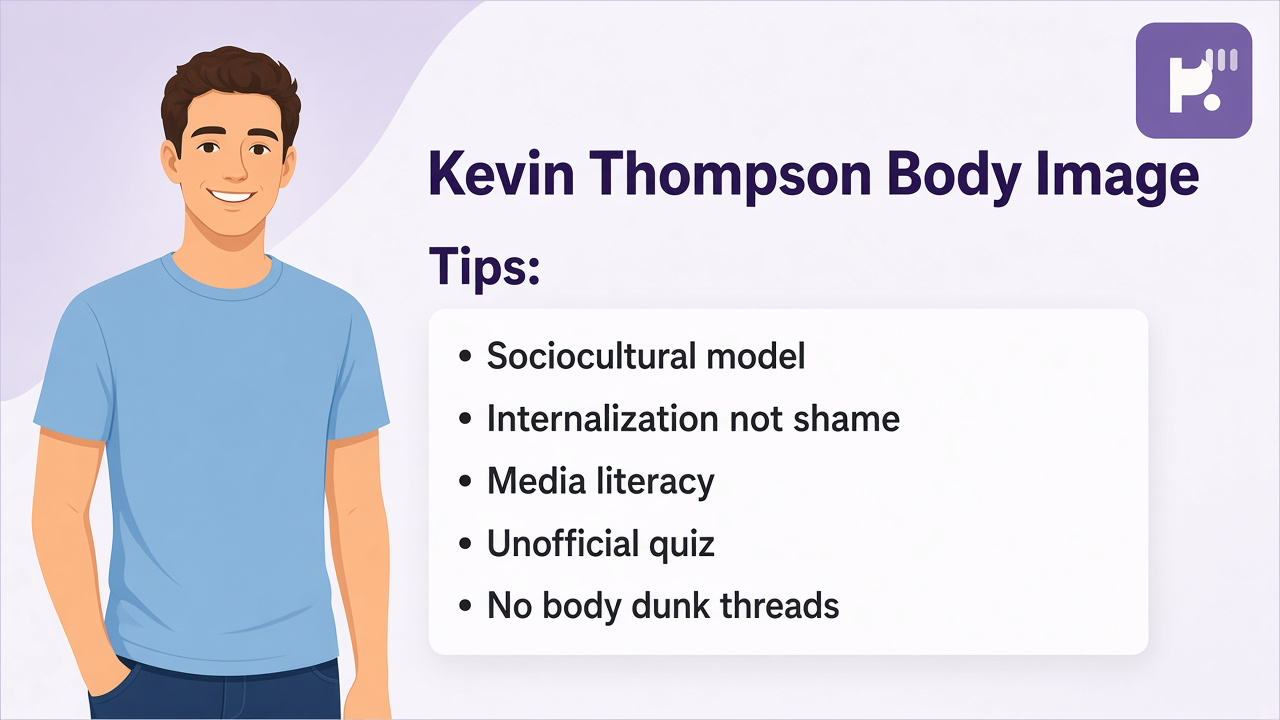 Thompson tips: sociocultural model; internalization not shame; media literacy; unofficial quiz; no body dunk threads