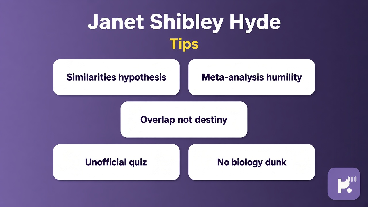 Hyde tips: similarities hypothesis; meta-analysis humility; overlap not destiny; unofficial quiz; no biology dunk