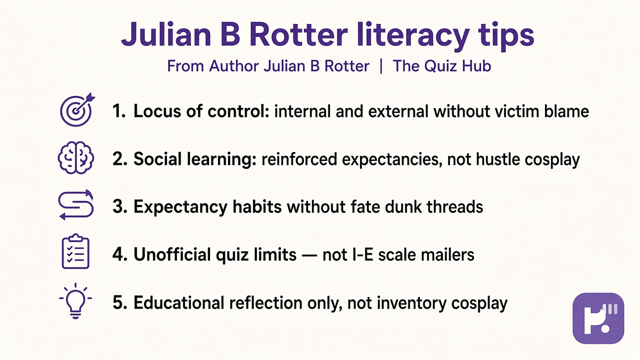 Rotter tips: locus of control basics, social learning, unofficial quiz limits, not I-E scale cosplay