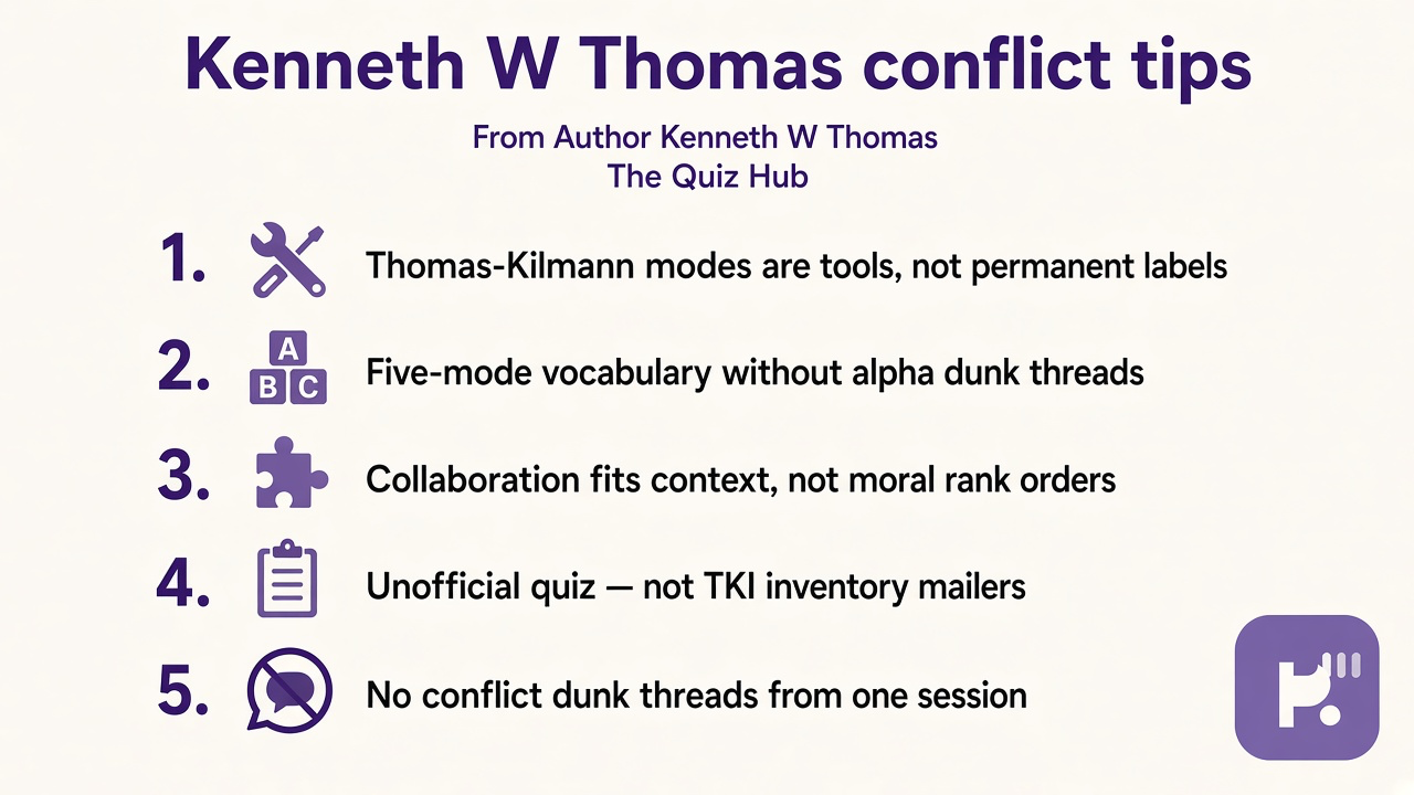 Thomas tips: five modes not labels; collaboration context; not TKI cosplay; unofficial quiz; no conflict dunk threads